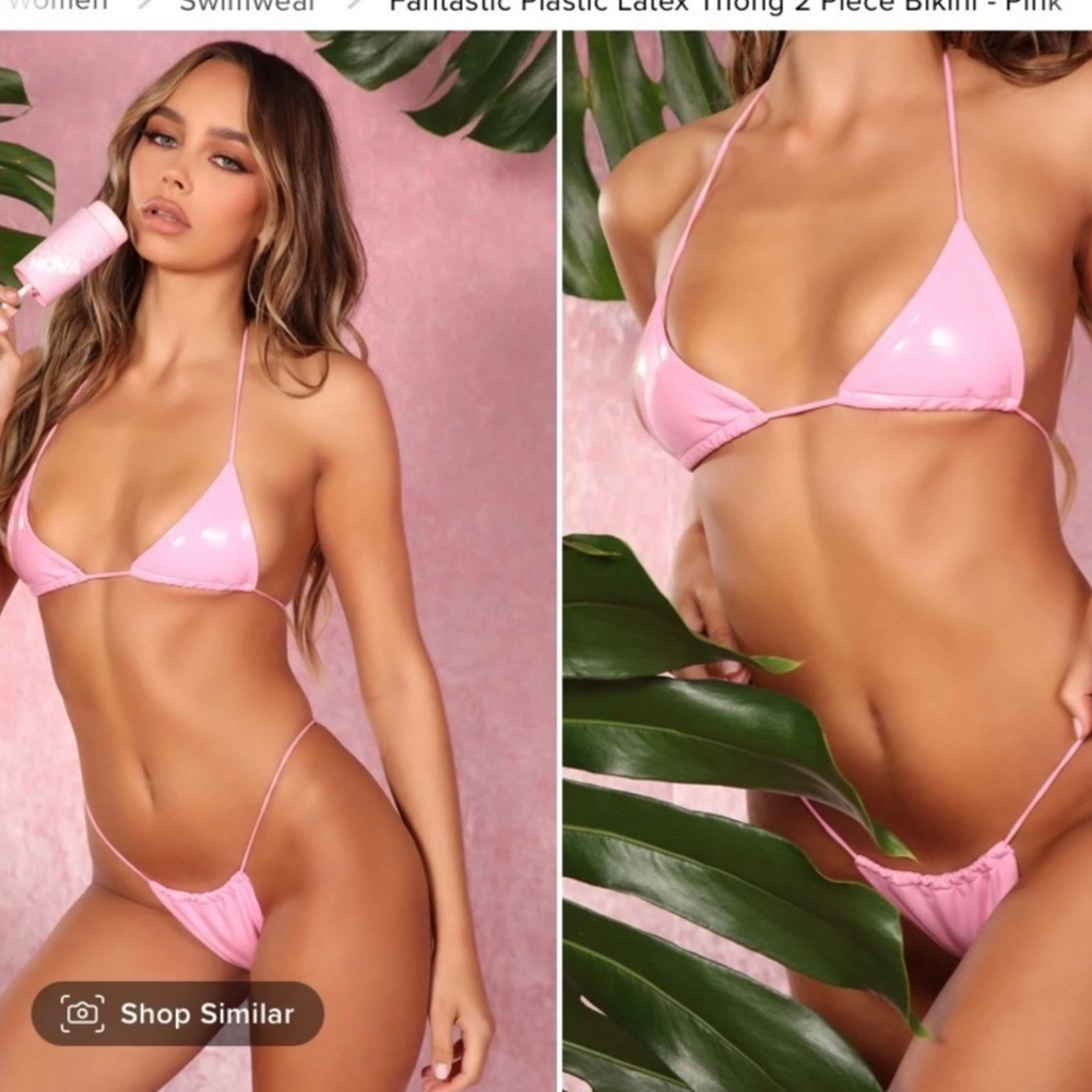 Fashion nova pink latex thong bikini